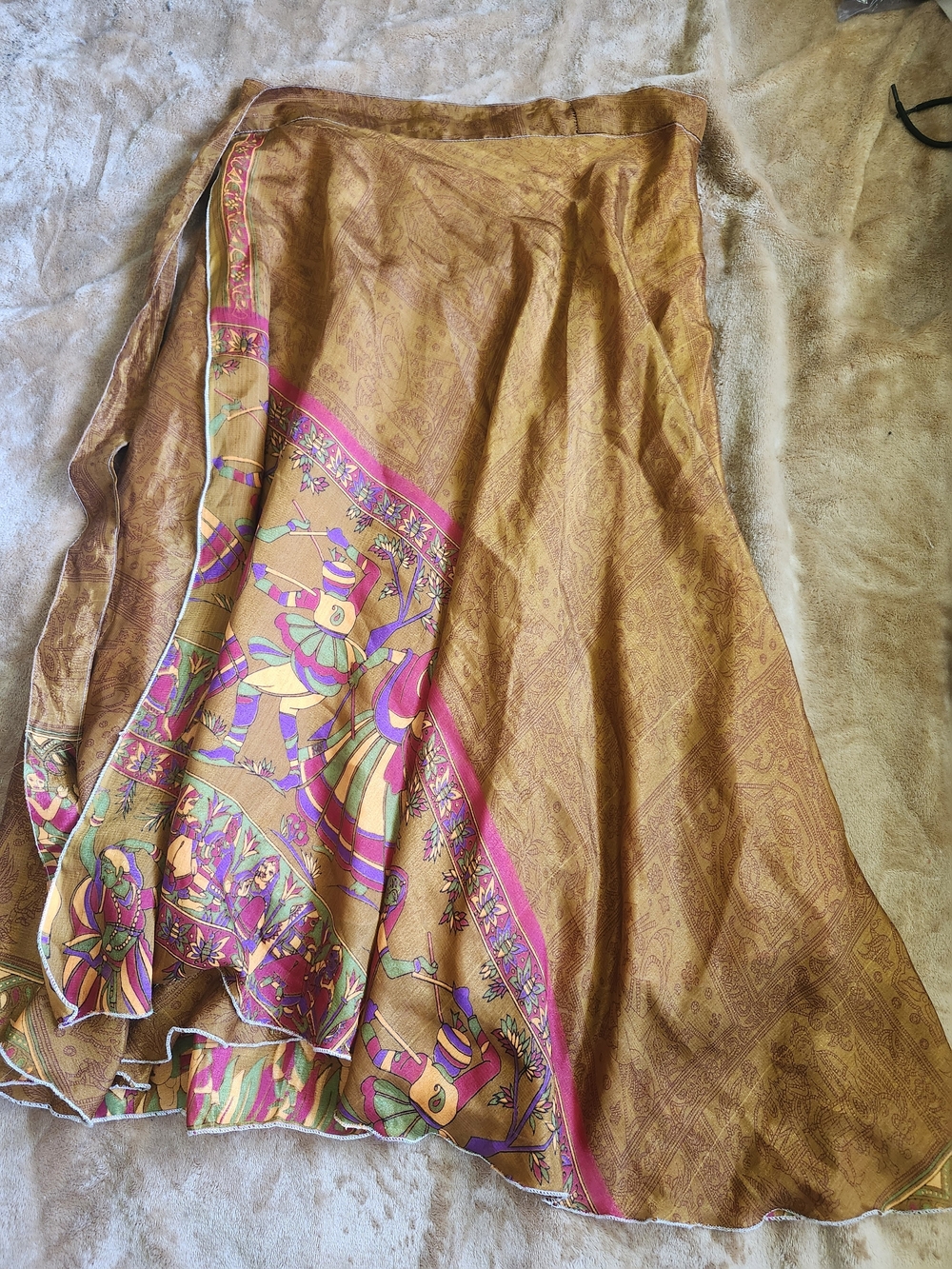Bohemian Printed Wrap Skirt - Silk Sari
